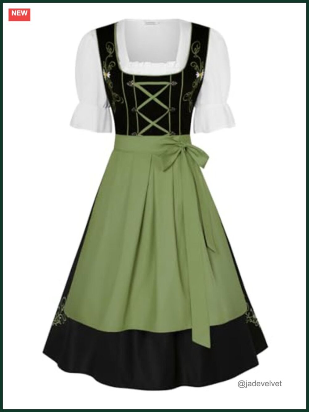 3 Piece Dirndl Dress Women Oktoberfest Outfit Halloween Costume Traditional